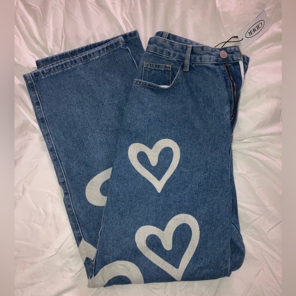 Cider straight leg jeans with hearts on them - Picture 13 of 15